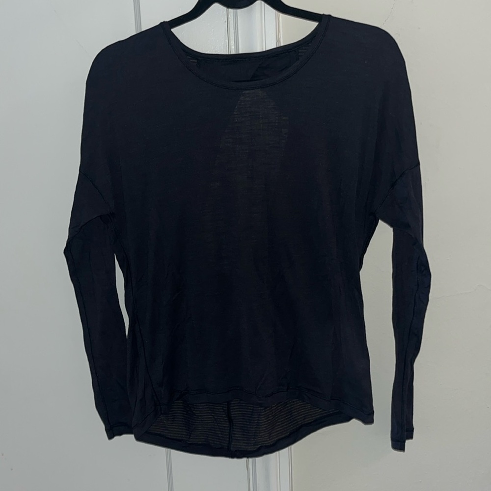 Lululemon Get Set Open Back Long Sleeve Size 6 Heathered Black/Black